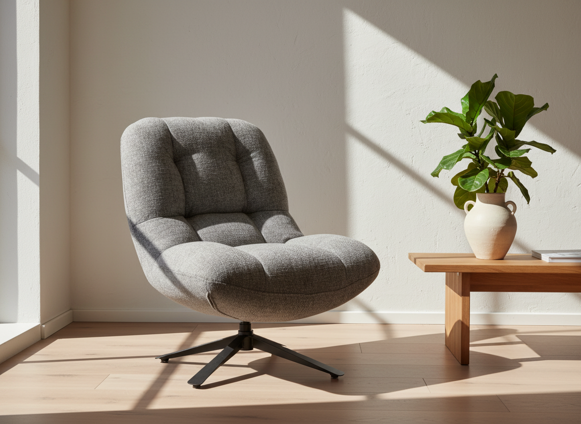 Cavalli Fabric Swivel Chair - Grey