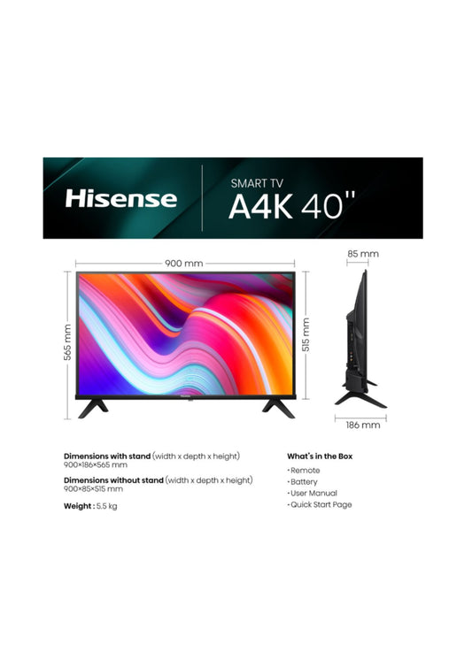 Hisense 40" A4K Full HD Smart LED TV 40A4K