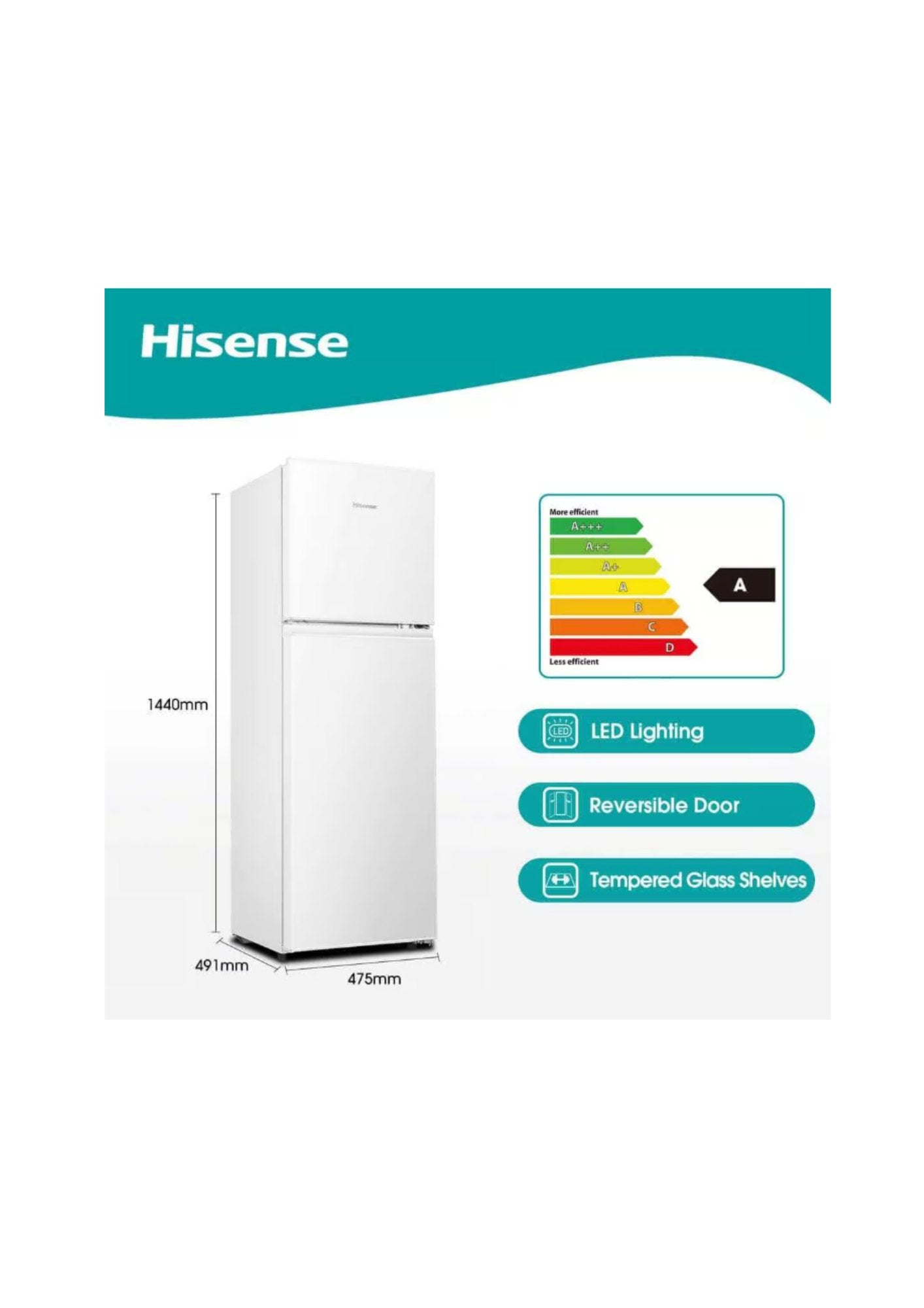 Hisense 154L Combi Refrigerator with Freezer H225TWH