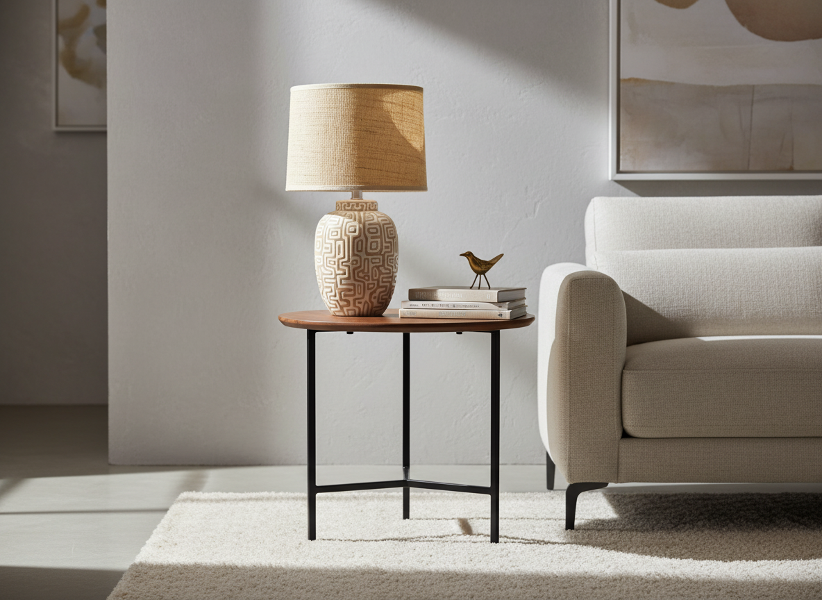 Cream & White with Rattan Shade